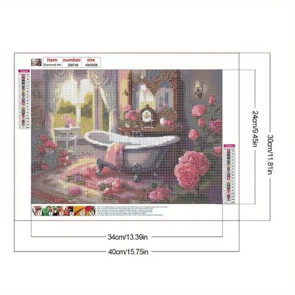 Pink Roses and Bath Diamond Painting Kit # 505 - Picture 2 of 3